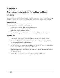 Fire Systems online training for Building and Floor Wardens Transcript