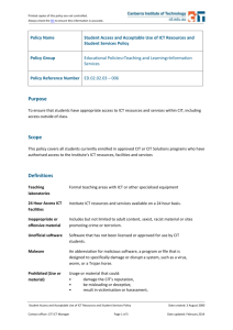 Student Access and Acceptable Use of ICT Resources and Services