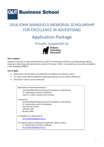 John Mansfield Memorial Scholarship for Excellence in