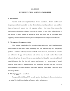 CHAPTER 5 SUPPLEMENTATION: DESIGNING WORKSHEET