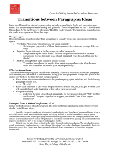 Transitions Between Paragraphs and Ideas