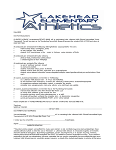 Tennis Permission Letter - Lakehead Public Schools