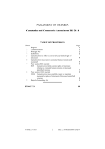 Cemeteries and Crematoria Amendment Bill 2014