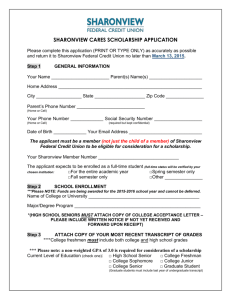 SCHOLARSHIP APPLICATION - Sharonview Federal Credit Union