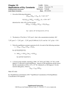 Chapter 15: Applications of Eq. Constants