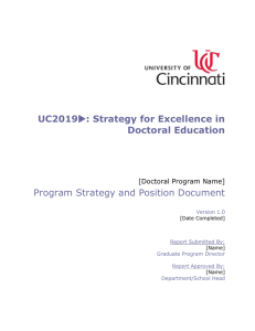 UC2019u: Strategy for Excellence in Doctoral