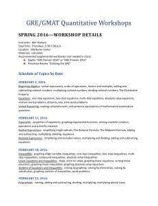 Quantitative Workshop: Schedule of Topics