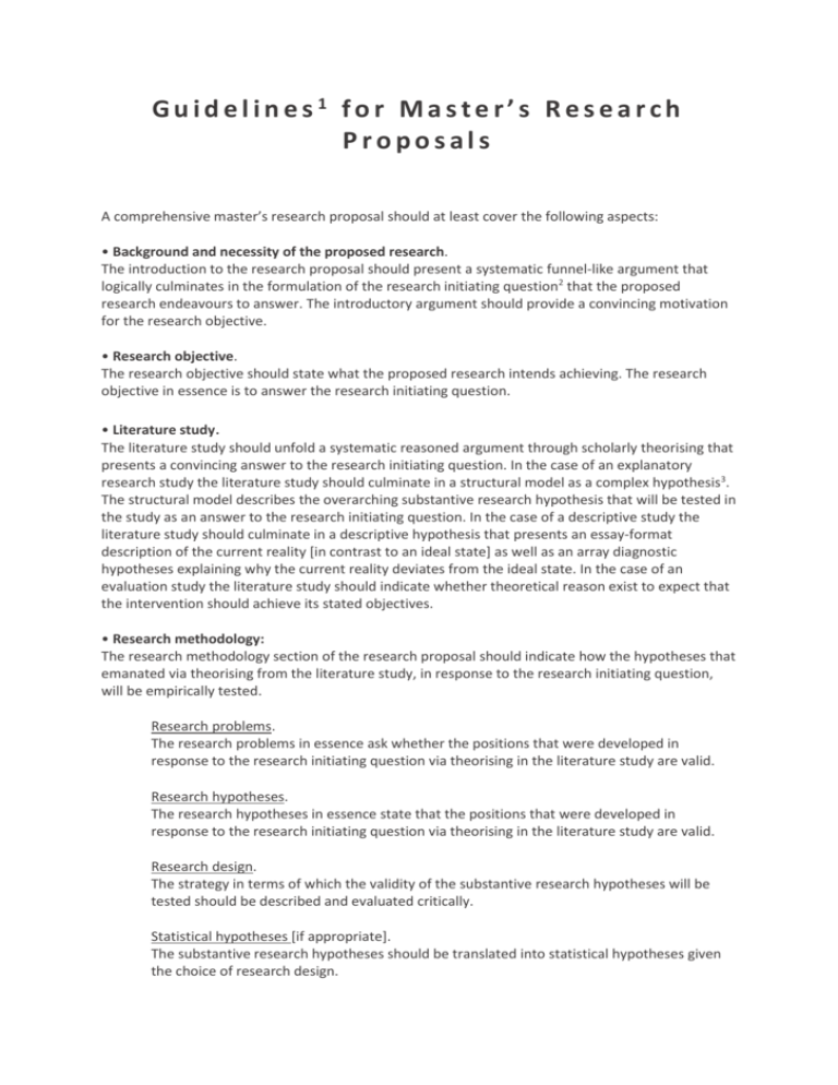masters application research proposal