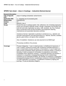 Draft SpERC fact sheet * Uses in Coatings * Industrial (Solvent
