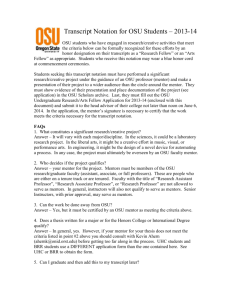 OSU Undergraduate Research/Arts Fellow Application for
