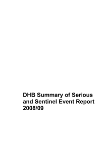 DHB Summary of Serious and Sentinel Event Report 2008