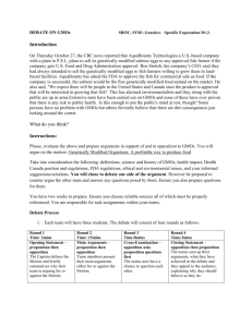 GMOs Debate Assignment-Grade 11 Biology SBI3C