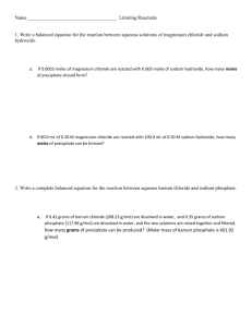 Name Limiting Reactants 1. Write a balanced equation for the