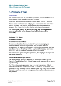 Reference Form - Birmingham City University