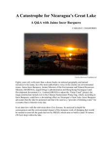 A Catastrophe for Nicaragua`s Great Lake A Q&A with Jaime Incer