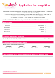 Application Form for KidsMatter Primary School Recognition
