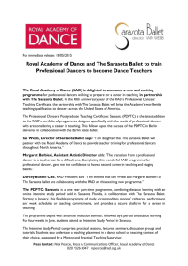 Royal Academy of Dance and The Sarasota Ballet to train