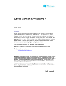Driver Verifier in Windows 7 - Center