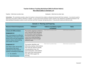 Teacher Evidence Tracking Worksheet Non