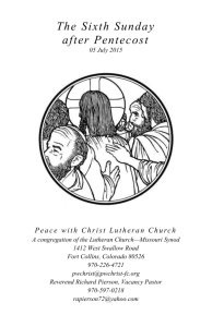 The Sixth Sunday after Pentecost - Peace With Christ Lutheran Church