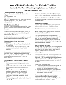 Handout for "The Word of God: Interpreting Scripture and Tradition"