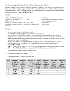 Lab: Rate Law of Hydrogen Peroxide (Procedure & Report)
