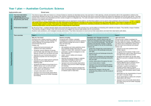 Year 1 plan * Australian Curriculum: Science