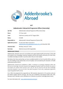 ACT Addenbrooke`s Abroad AA Programme Officer [Internship]