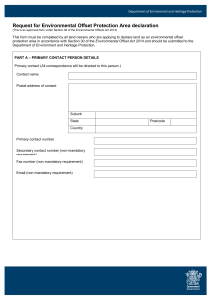 Request for Environmental Offset Protection Area declaration form
