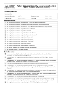 Policy Document Quality Assurance checklist