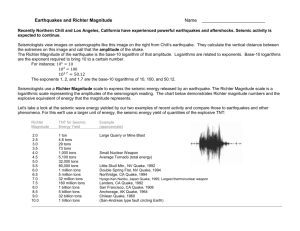 Earthquakes and Richter Scale Magnitude