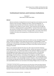 Institutional memory and memory institutions