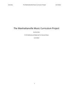 Manhattanville Music Curriculum Project Research