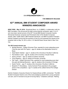 62 nd ANNUAL BMI STUDENT COMPOSER AWARD
