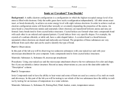 Ionic vs Covalent Substance Lab