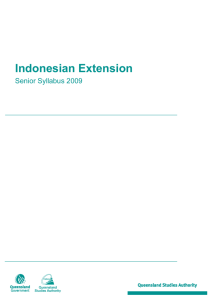 Indonesian Extension - Queensland Curriculum and Assessment