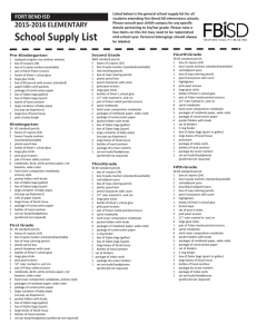 School Supply List 07-08 - Fort Bend ISD / Homepage