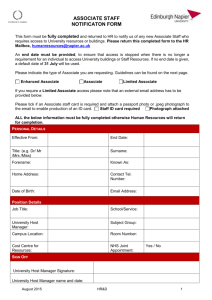 Associate Staff Notification Form