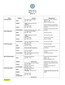 Weekly Plan for May 5 - 9 `13 GRADE 3