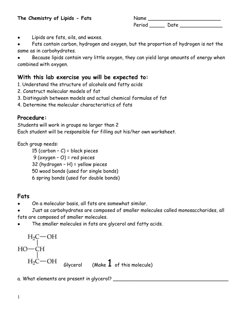 25.25 Activity - Lipids models.doc Throughout Lipids Worksheet Answer Key