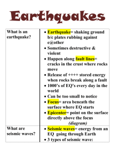 Earthquakes What is an earthquake? Earthquake= shaking ground