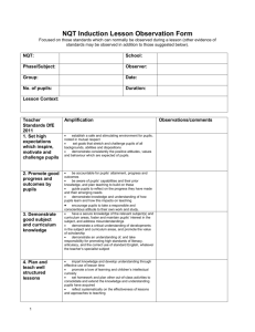 Lesson observation pro-forma against Teachers` Standards`