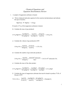 Chemical Equations and Equation Stoichiometry Review