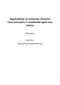 Applicability of Consumer Directed Care principles in residential