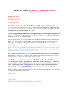 Letter to the Leadership of Bethlehem First United Methodist Church