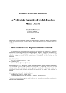 A Predicativist Semantics of Modals Based on Modal Objects