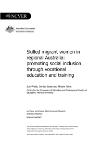 Skilled migrant women - National Centre for Vocational Education