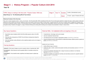 Stage 5 | History Program | Popular Culture Unit 2014