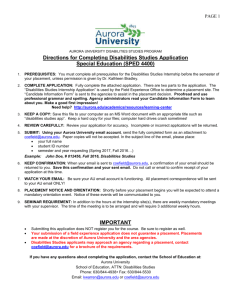 Disabilities Studies Internship Application