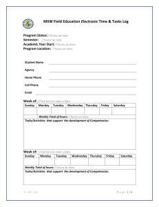 Blank MSW Field Education Time & Tasks Log